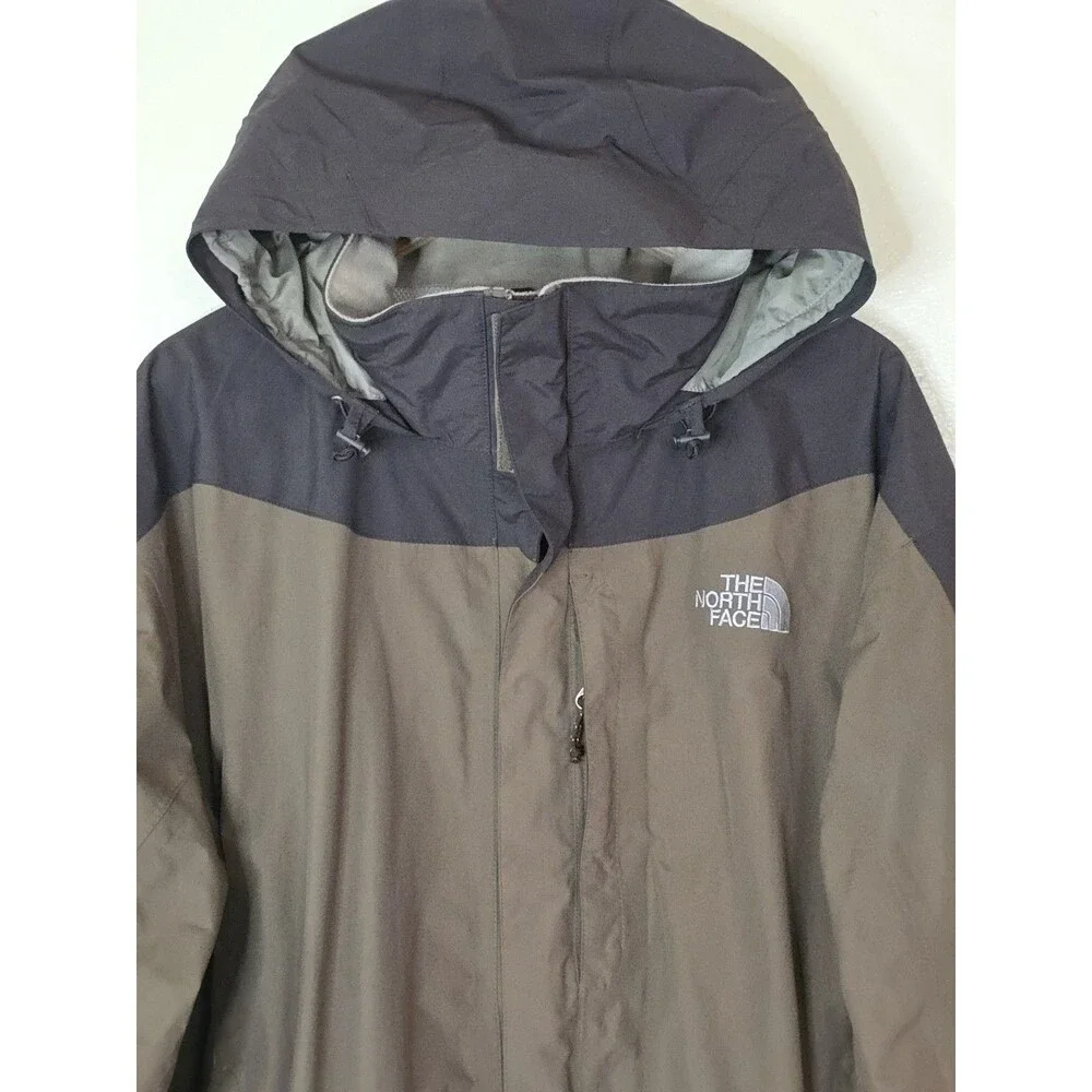 The North Face HyVent Rain Shell Jacket Mens XXL Brown Tan Hooded Waterproof Y2K